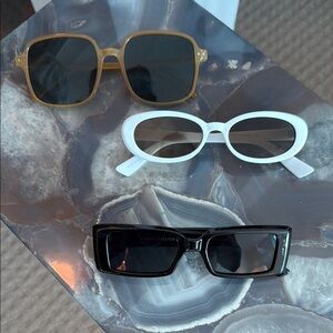 Trendy Women's Sunglasses Set - Black, White, Tan